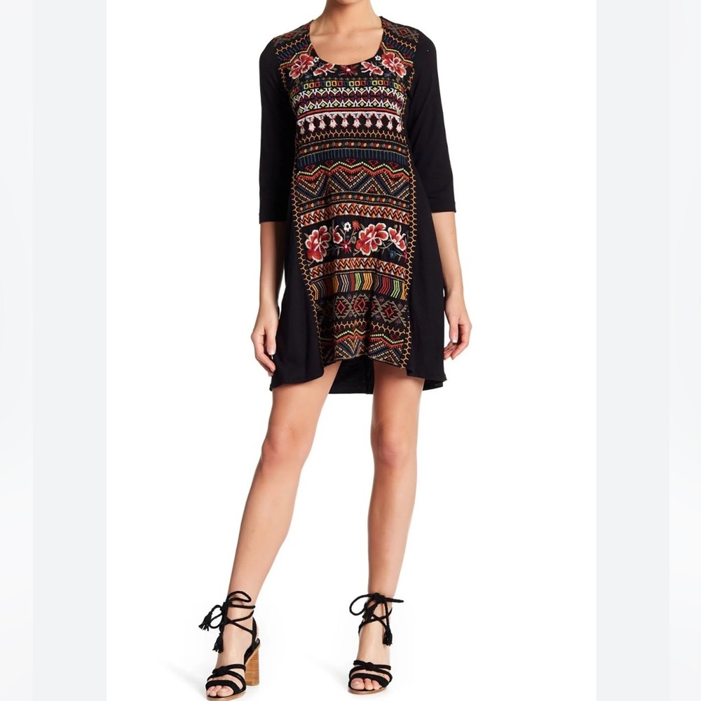 Johnny Was Waleska Embroidered Tunic Dress-colorful Size‎ 1X